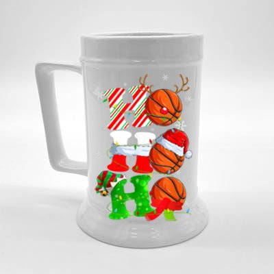 Christmas Funny Ho Ho Ho Basketball Pajama Santa Lover T Beer Stein