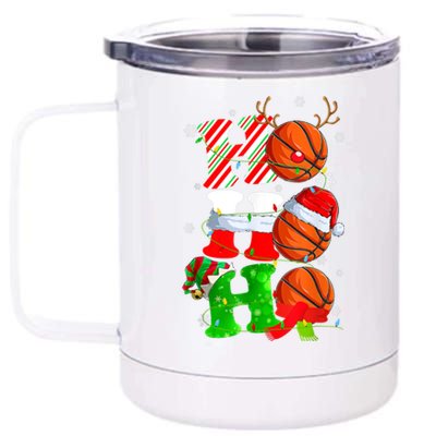 Christmas Funny Ho Ho Ho Basketball Pajama Santa Lover T 12 oz Stainless Steel Tumbler Cup