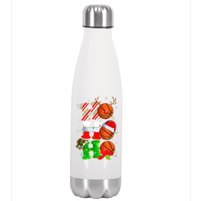 Christmas Funny Ho Ho Ho Basketball Pajama Santa Lover T Stainless Steel Insulated Water Bottle