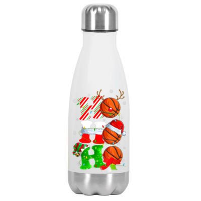 Christmas Funny Ho Ho Ho Basketball Pajama Santa Lover T Stainless Steel Insulated Water Bottle