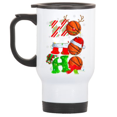 Christmas Funny Ho Ho Ho Basketball Pajama Santa Lover T Stainless Steel Travel Mug