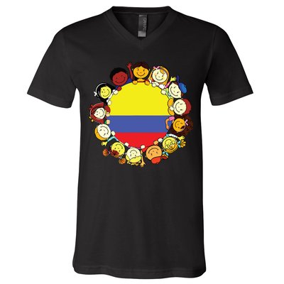 Colombia Flag Hispanic Heritage Month Colombian V-Neck T-Shirt