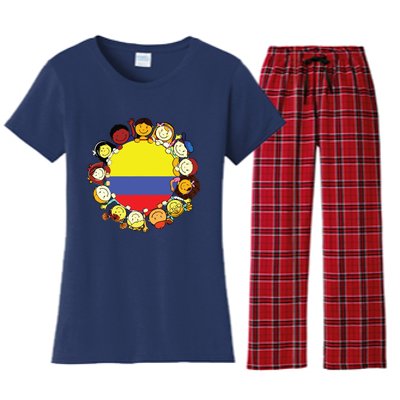 Colombia Flag Hispanic Heritage Month Colombian Women's Flannel Pajama Set