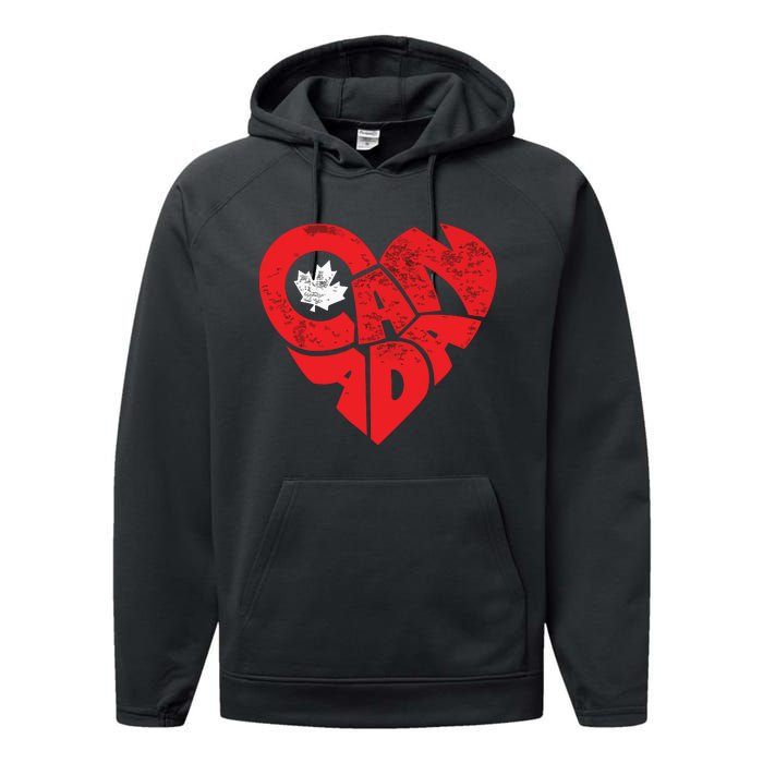 Canada Flag Heart Shirts Canadian Roots Americans Love Maple Performance Fleece Hoodie