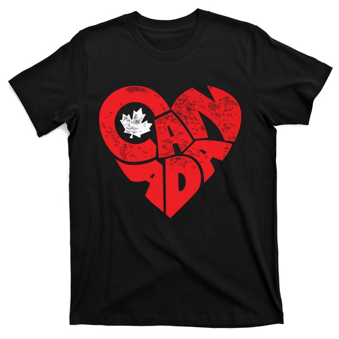 Canada Flag Heart Shirts Canadian Roots Americans Love Maple T-Shirt