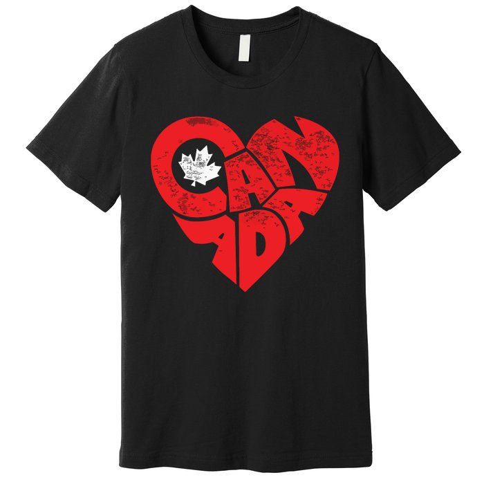 Canada Flag Heart Shirts Canadian Roots Americans Love Maple Premium T-Shirt