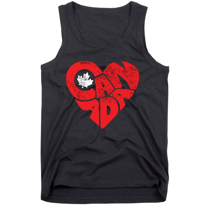 Canada Flag Heart Shirts Canadian Roots Americans Love Maple Tank Top