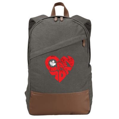 Canada Flag Heart Shirts Canadian Roots Americans Love Maple Cotton Canvas Backpack