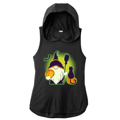 Cute Funny Halloween Gnome Ladies PosiCharge Tri-Blend Wicking Draft Hoodie Tank