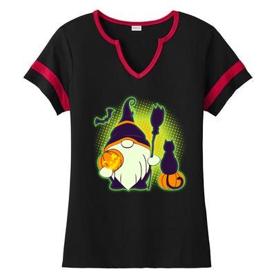 Cute Funny Halloween Gnome Ladies Halftime Notch Neck Tee