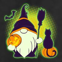 Cute Funny Halloween Gnome 7 Panel Mesh Trucker Snapback Hat