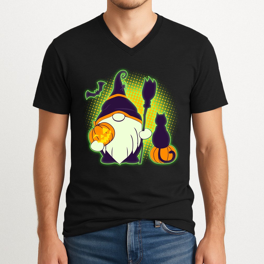 Cute Funny Halloween Gnome V-Neck T-Shirt