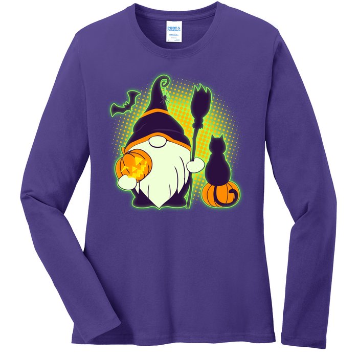 Cute Funny Halloween Gnome Ladies Long Sleeve Shirt