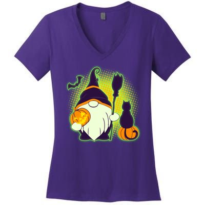 Cute Funny Halloween Gnome Women's V-Neck T-Shirt