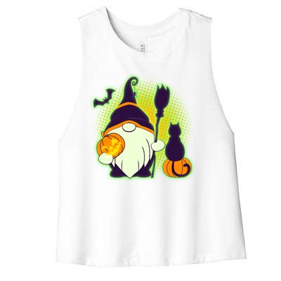 Cute Funny Halloween Gnome Women's Racerback Cropped Tank