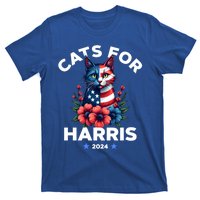 Cats For Harris American Flag President 2024 Gift T-Shirt