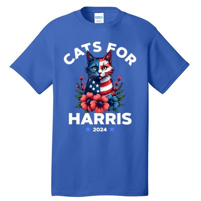 Cats For Harris American Flag President 2024 Gift Tall T-Shirt