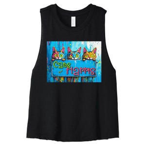 Cats For Harris Vibrant Kitten Campaign Support Women's Racerback Cropped Tank