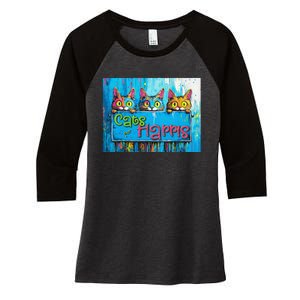 Cats For Harris Vibrant Kitten Campaign Support Women's Tri-Blend 3/4-Sleeve Raglan Shirt