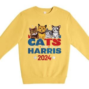 Cats For Harris 2024 Kamala Harris For President 2024 Premium Crewneck Sweatshirt