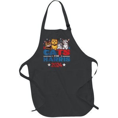 Cats For Harris 2024 Kamala Harris For President 2024 Full-Length Apron With Pockets