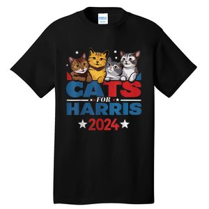 Cats For Harris 2024 Kamala Harris For President 2024 Tall T-Shirt