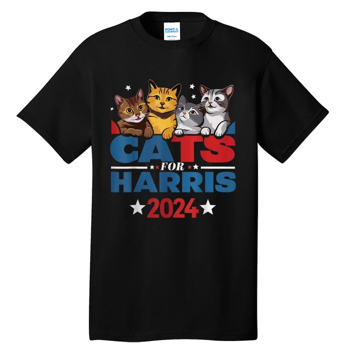 Cats For Harris 2024 Kamala Harris For President 2024 Tall T-Shirt