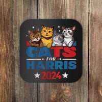 Cats For Harris 2024 Kamala Harris For President 2024 Coaster