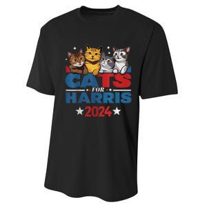 Cats For Harris 2024 Kamala Harris For President 2024 Performance Sprint T-Shirt