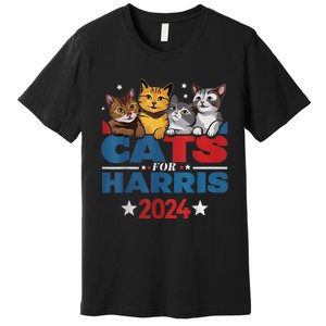 Cats For Harris 2024 Kamala Harris For President 2024 Premium T-Shirt