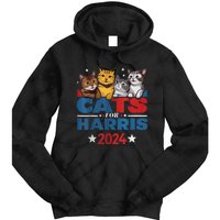 Cats For Harris 2024 Kamala Harris For President 2024 Tie Dye Hoodie