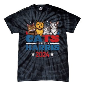 Cats For Harris 2024 Kamala Harris For President 2024 Tie-Dye T-Shirt