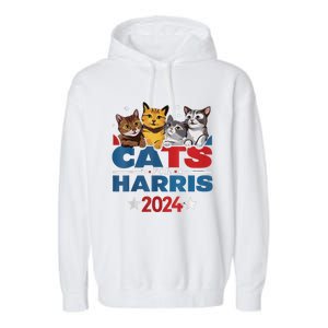 Cats For Harris 2024 Kamala Harris For President 2024 Garment-Dyed Fleece Hoodie