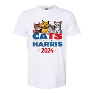 Cats For Harris 2024 Kamala Harris For President 2024 Softstyle CVC T-Shirt