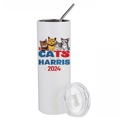 Cats For Harris 2024 Kamala Harris For President 2024 Stainless Steel Tumbler