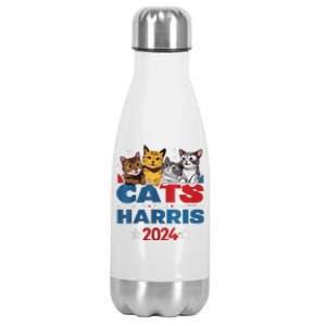 Cats For Harris 2024 Kamala Harris For President 2024 Stainless Steel Insulated Water Bottle