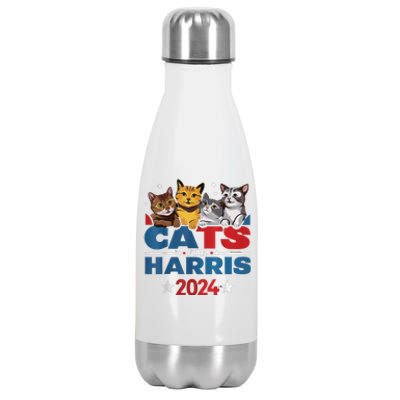 Cats For Harris 2024 Kamala Harris For President 2024 Stainless Steel Insulated Water Bottle