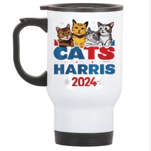 Cats For Harris 2024 Kamala Harris For President 2024 Stainless Steel Travel Mug