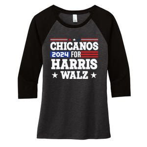 Chicanos For Harris Walz 2024 Presidential Election Kamala Women's Tri-Blend 3/4-Sleeve Raglan Shirt