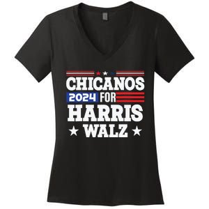 Chicanos For Harris Walz 2024 Presidential Election Kamala Women's V-Neck T-Shirt