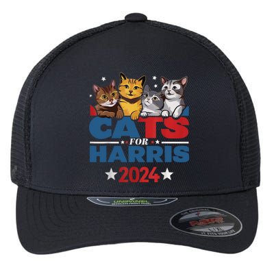 Cats For Harris 2024 Kamala Harris For President 2024 Flexfit Unipanel Trucker Cap