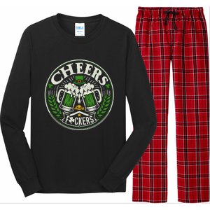 Cheers Fckers Irish Beer Drinking Saint Patricks Day Funny Funny Gift Long Sleeve Pajama Set