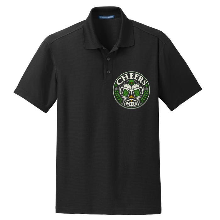 Cheers Fckers Irish Beer Drinking Saint Patricks Day Funny Funny Gift Dry Zone Grid Polo