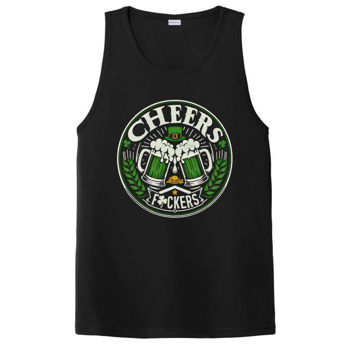 Cheers Fckers Irish Beer Drinking Saint Patricks Day Funny Funny Gift PosiCharge Competitor Tank