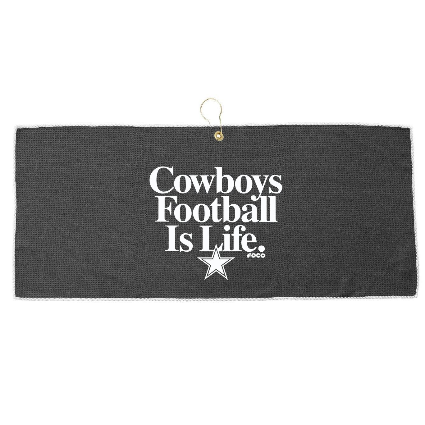 Cowboys Football Is Life Foco Large Microfiber Waffle Golf Towel