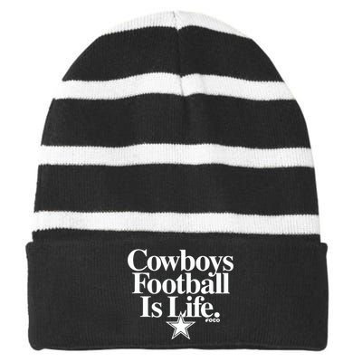 Cowboys Football Is Life Foco Striped Beanie with Solid Band