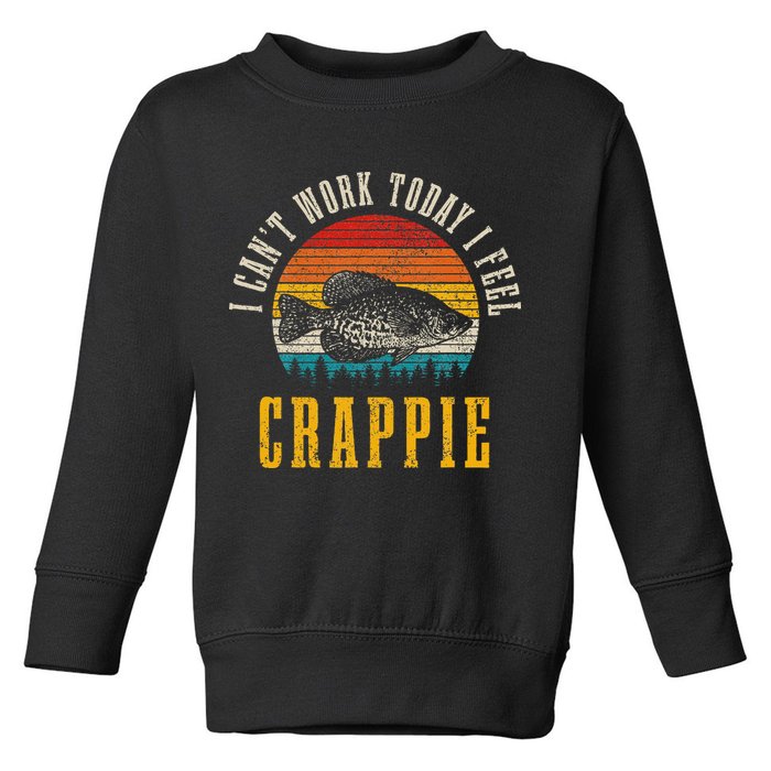Crappie Fishing I CanT Work Today I Feel Crappie Funny Fish Toddler Sweatshirt