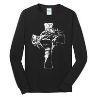 Christ Face In Cross Vintage Bible Verse Religious Tall Long Sleeve T-Shirt