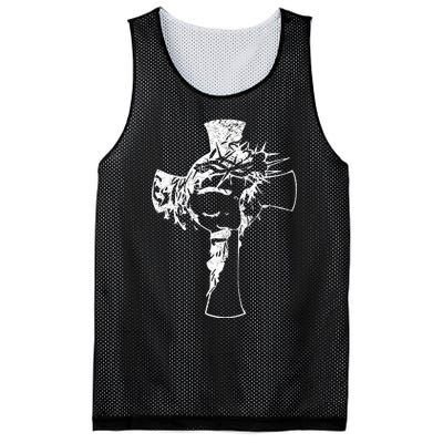 Christ Face In Cross Vintage Bible Verse Religious Mesh Reversible Basketball Jersey Tank