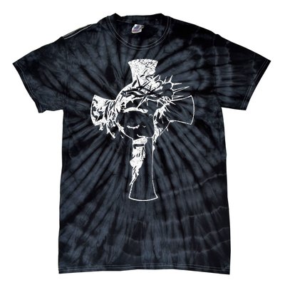 Christ Face In Cross Vintage Bible Verse Religious Tie-Dye T-Shirt